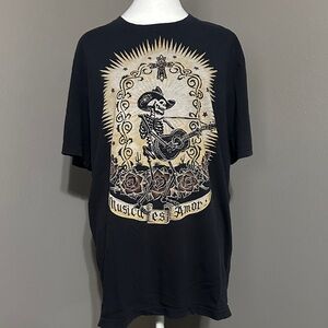 Lucky Brand Black Unisex Graphic T-Shirt, size XL, vintage look. Pet/smoke free